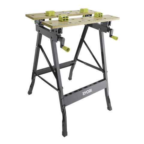 Ryobi RWB001 Foldable Workbench with Adjustable Angle, Bamboo Work Surface, Portable