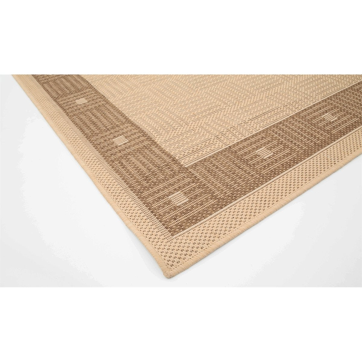 Hufflett Ceduna Border Flat Weave Rug 200 x 285cm, Bone Polypropylene Stain Resistant