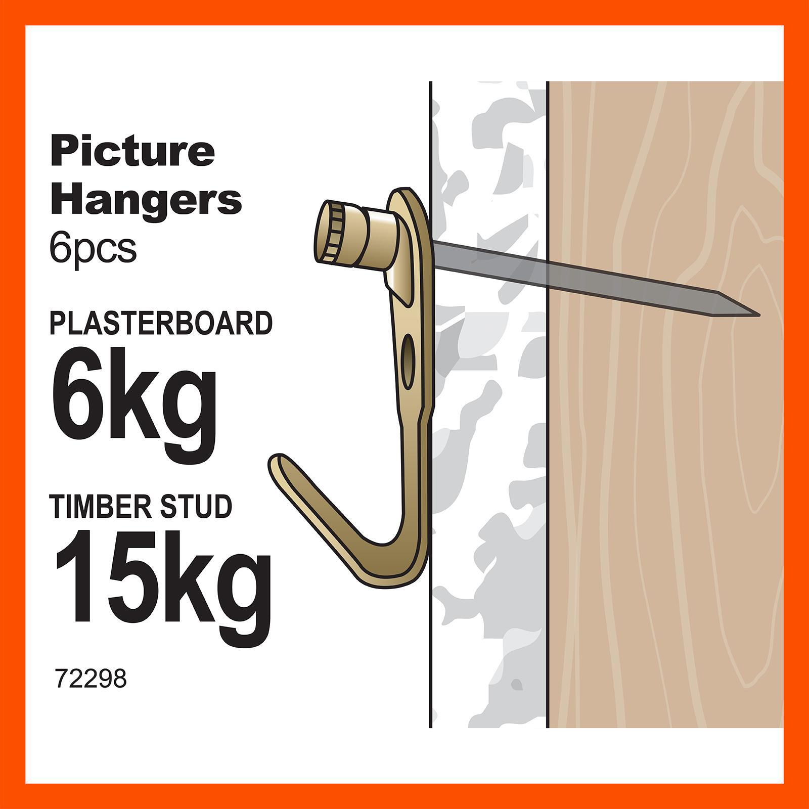 Everhang 15kg Brass Plated Picture Hanging Angle Drives - 6 Pack