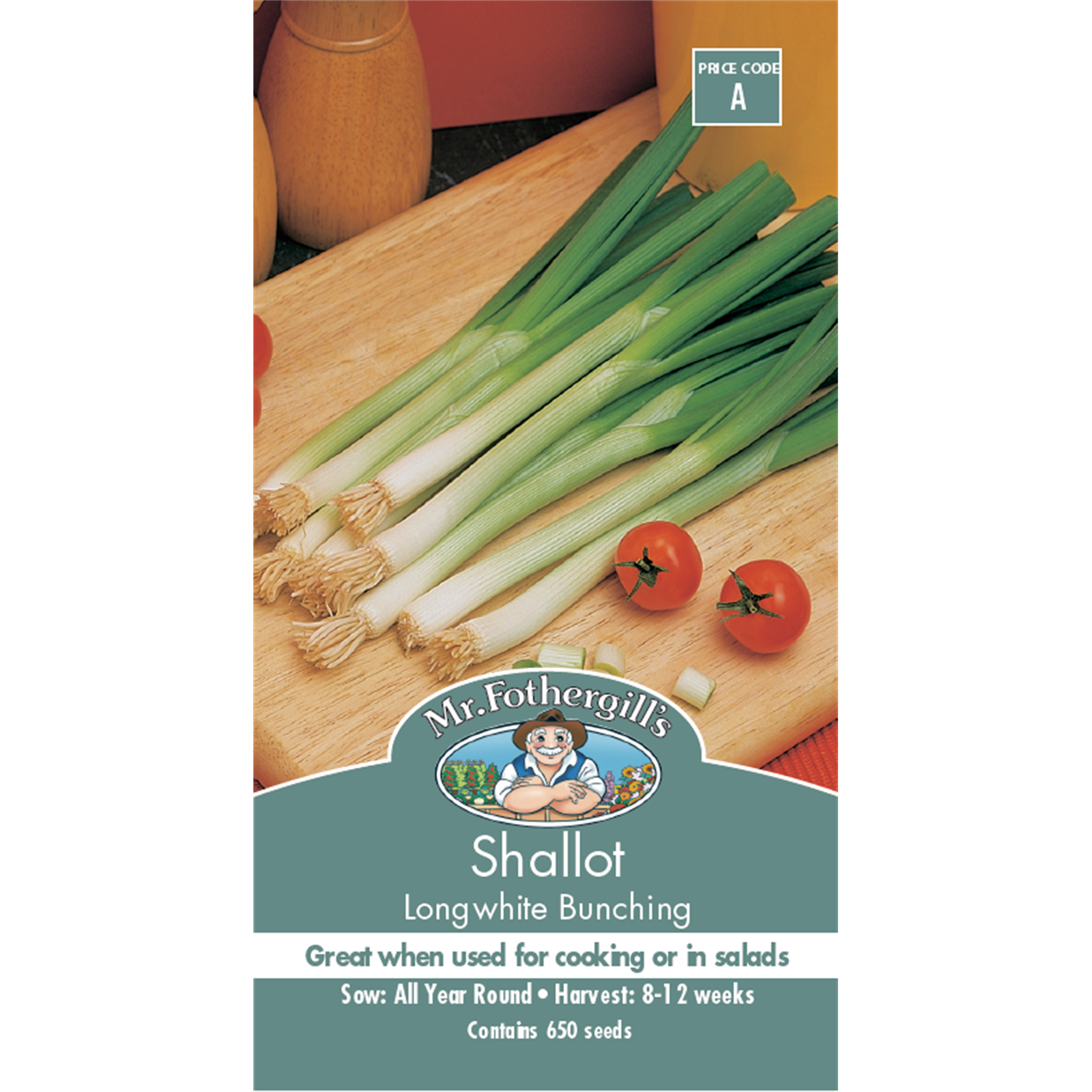Mr Fothergill's Longwhite Bunching Shallot Seeds - Slender Silvery White Stalks