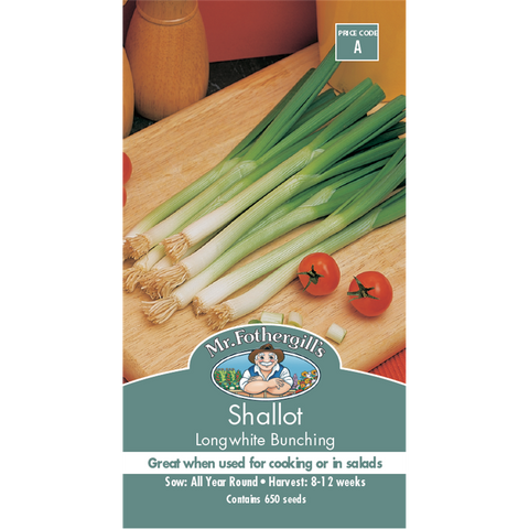 Mr Fothergill's Longwhite Bunching Shallot Seeds - Slender Silvery White Stalks