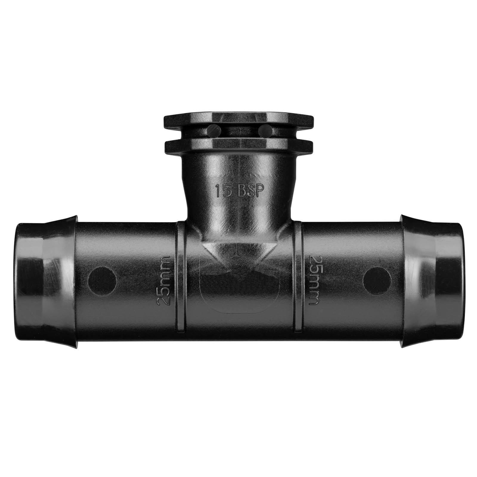 Pope 25mm Barbed x 15mm BSP Female Threaded Tee - Black Poly Irrigation