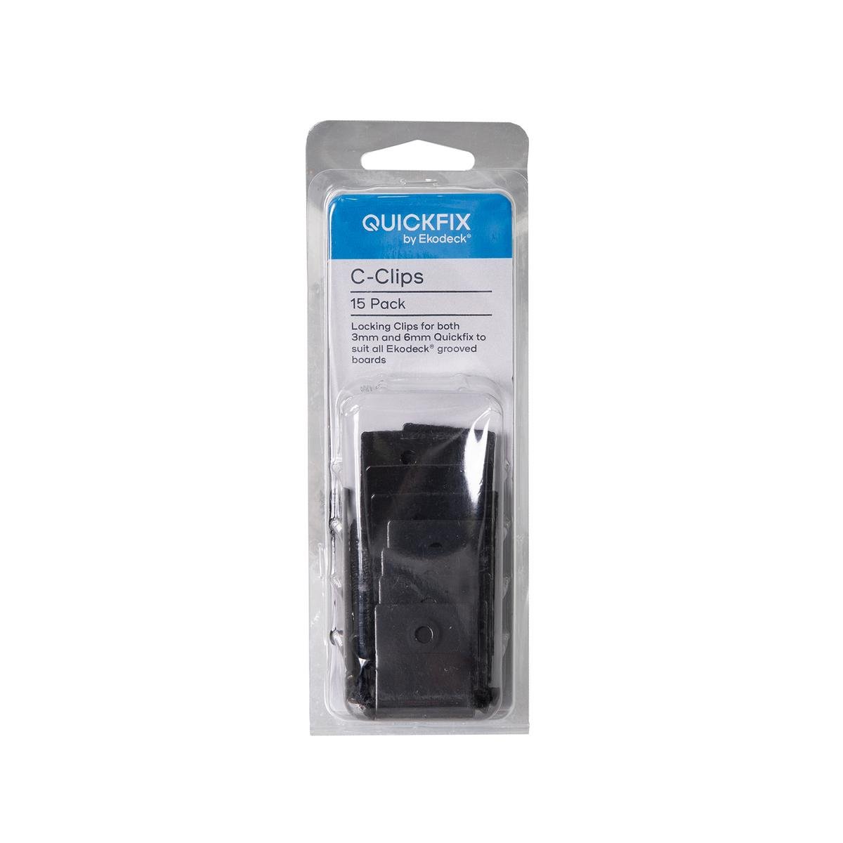 Quickfix Ekodeck C Clips 15 Pack - 40mm x 30mm x 100mm - Black - Concealed Finish - SuperSaverAU - view 1