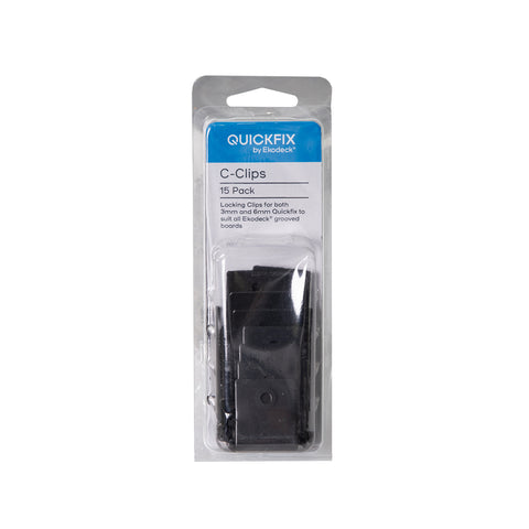 Ekodeck Quickfix Stainless Steel C-Clips 15 Pack Black