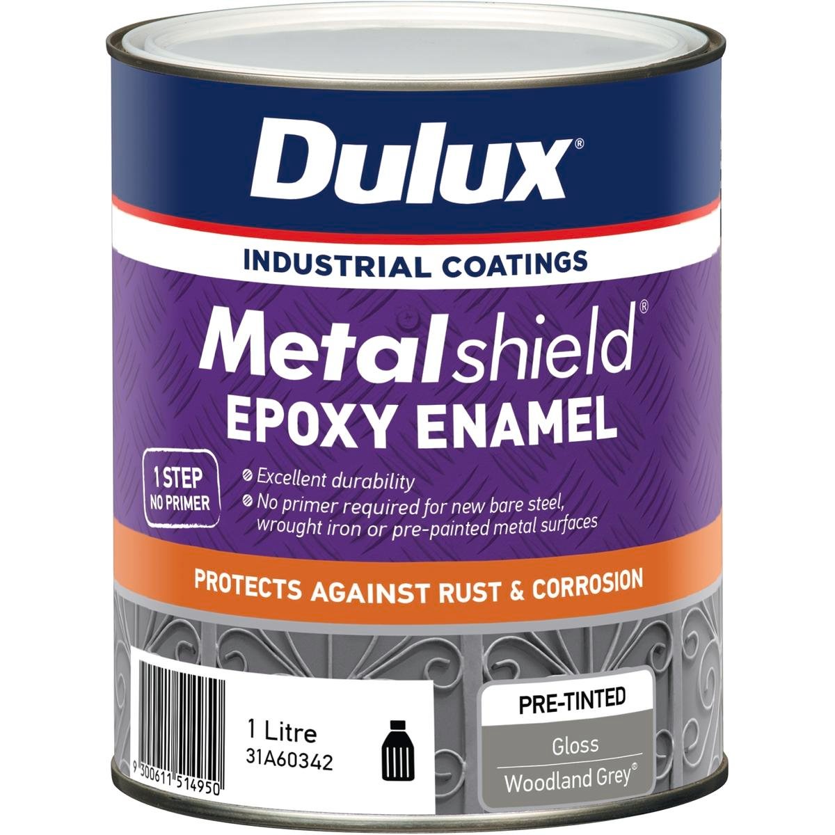 Dulux Metalshield Epoxy Enamel Gloss Paint 1L Woodland Grey Durable - SuperSaverAU - view 1