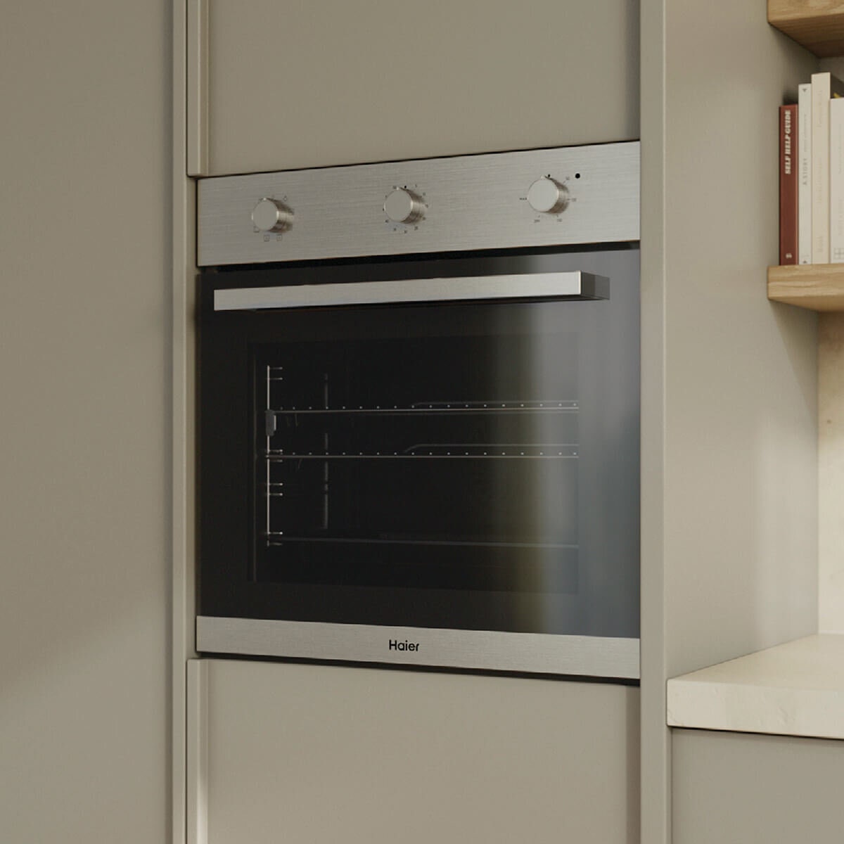 Haier 60cm Series 300 Electric Oven - 70L, 10A Plug-In, Stainless Steel Finish, Double Glazed - HWO60S7MX5