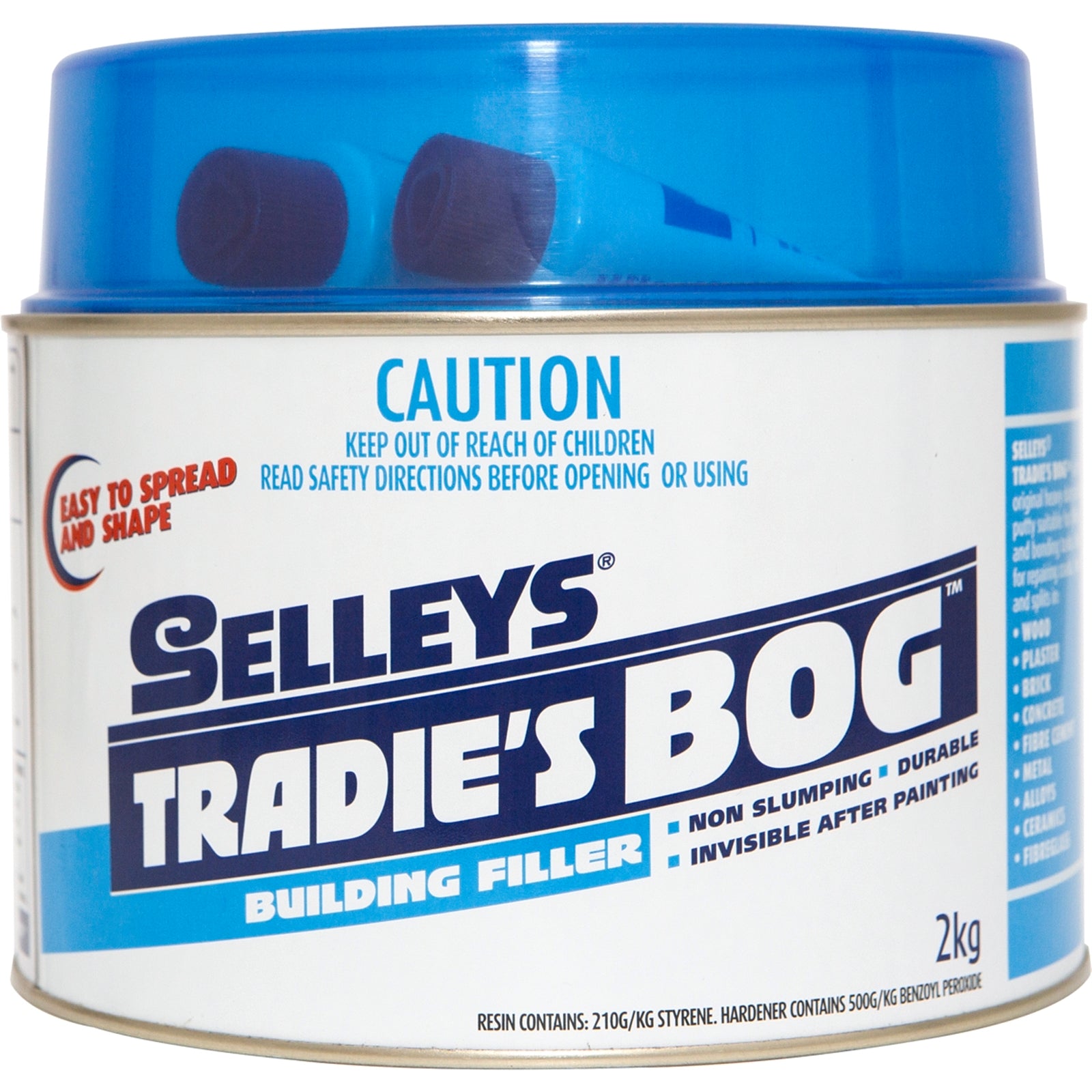 Selleys 2kg Tradies Bog Two-Part Polyester Filler, Cream, Sandable, Paintable, Indoor & Outdoor