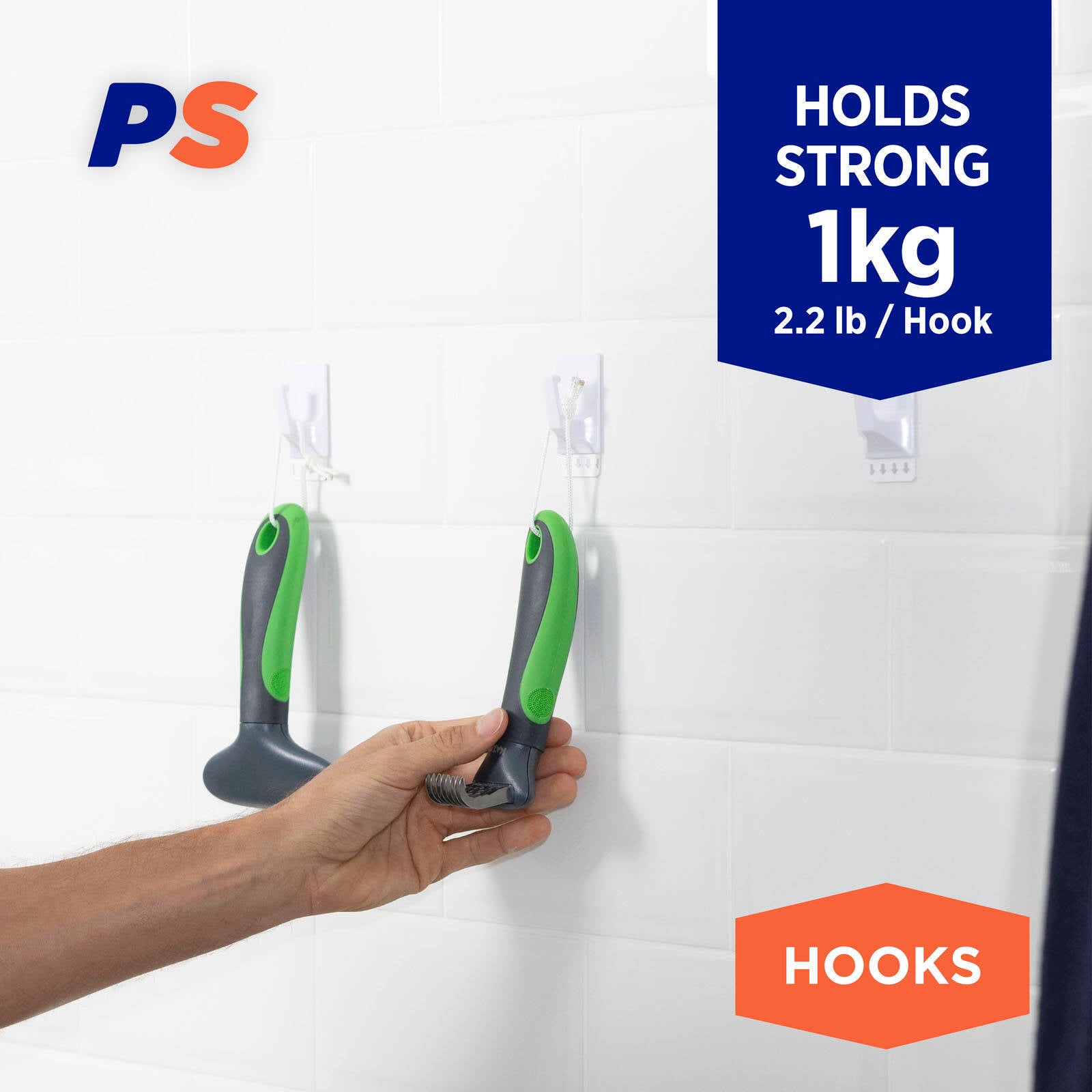 Permastik Medium Self-Adhesive Utility Hooks 6 Pack - White, Holds 1kg