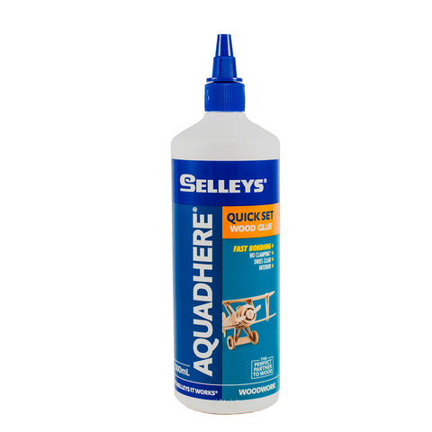Selleys Aquadhere Quick Set PVA Wood Glue 500ml - Dries Clear Fast-Setting Adhesive