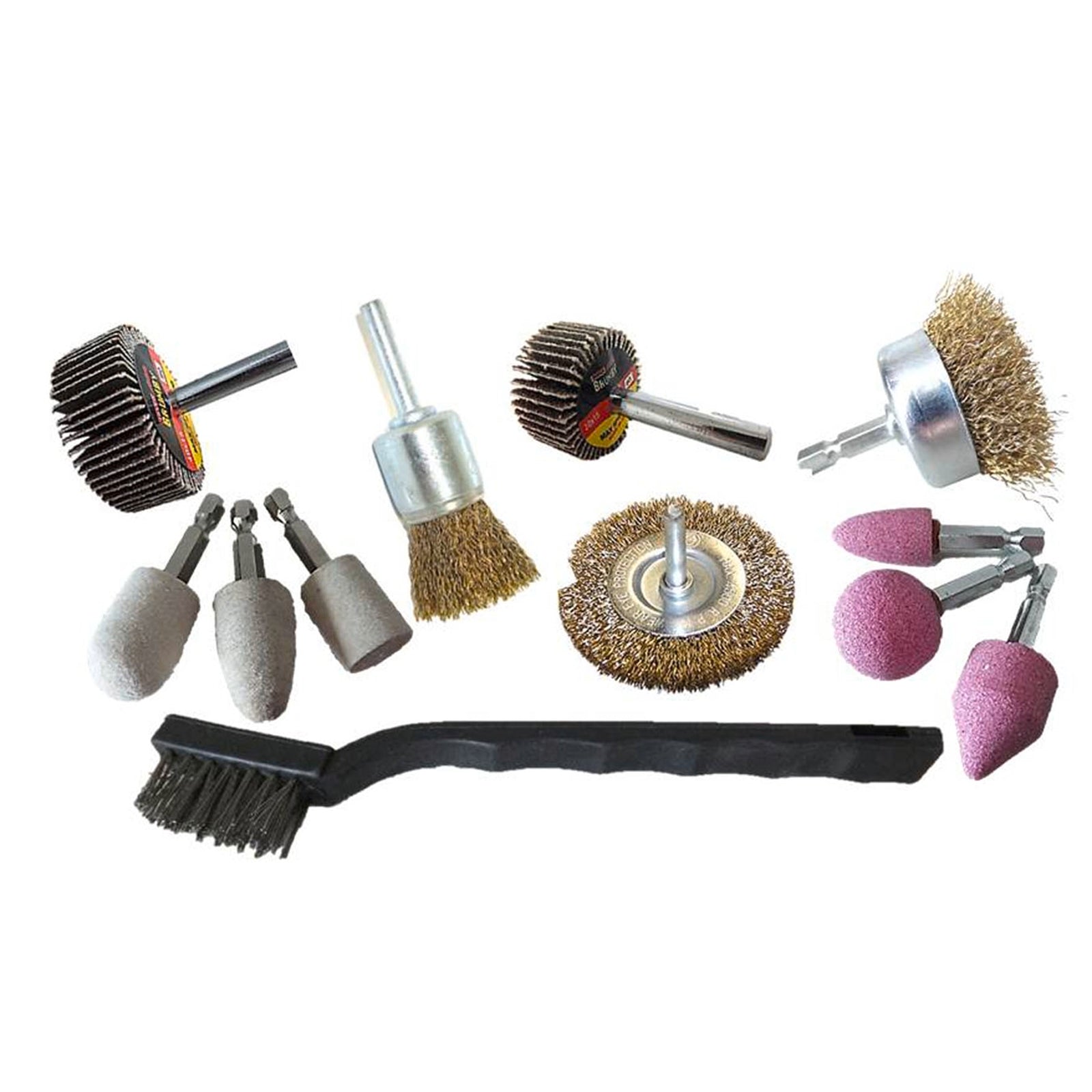 Josco 12 Piece Drill Brush Accessory Kit, Wire, Felt and Aluminium Oxide