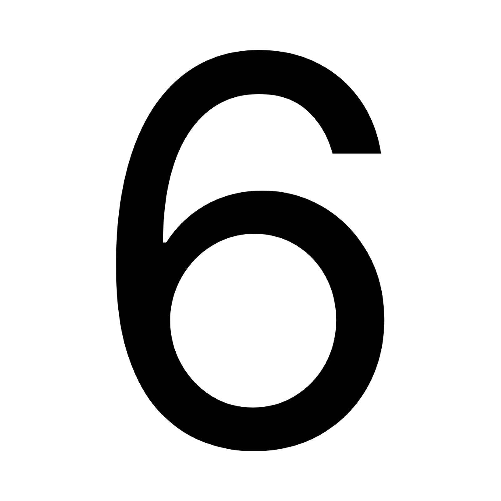 Numero Black Vinyl Transfer House Number 6 Self-Adhesive Weather Resistant