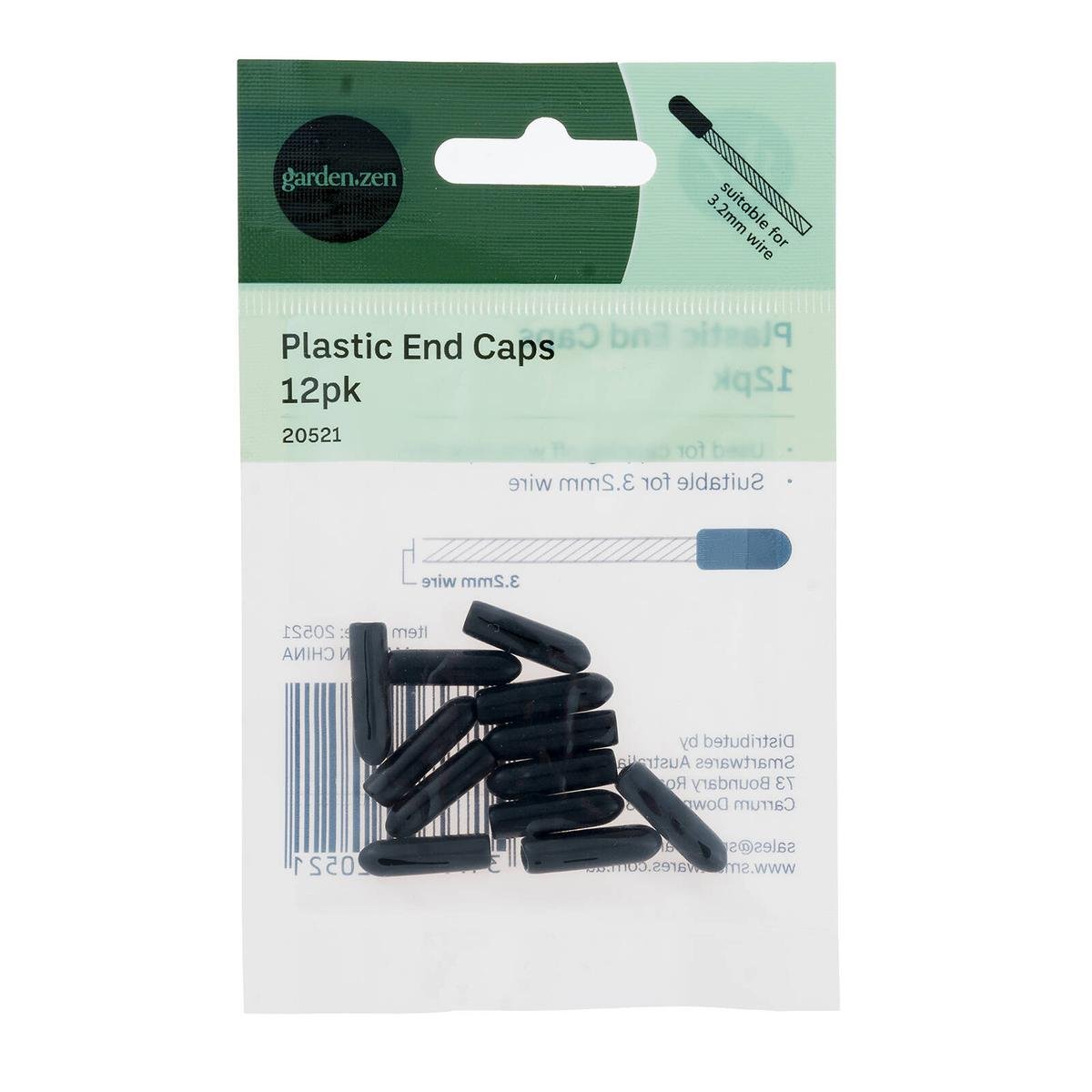 Garden Zen Black Plastic End Caps 12 Pack for 3.2mm Wire Rope