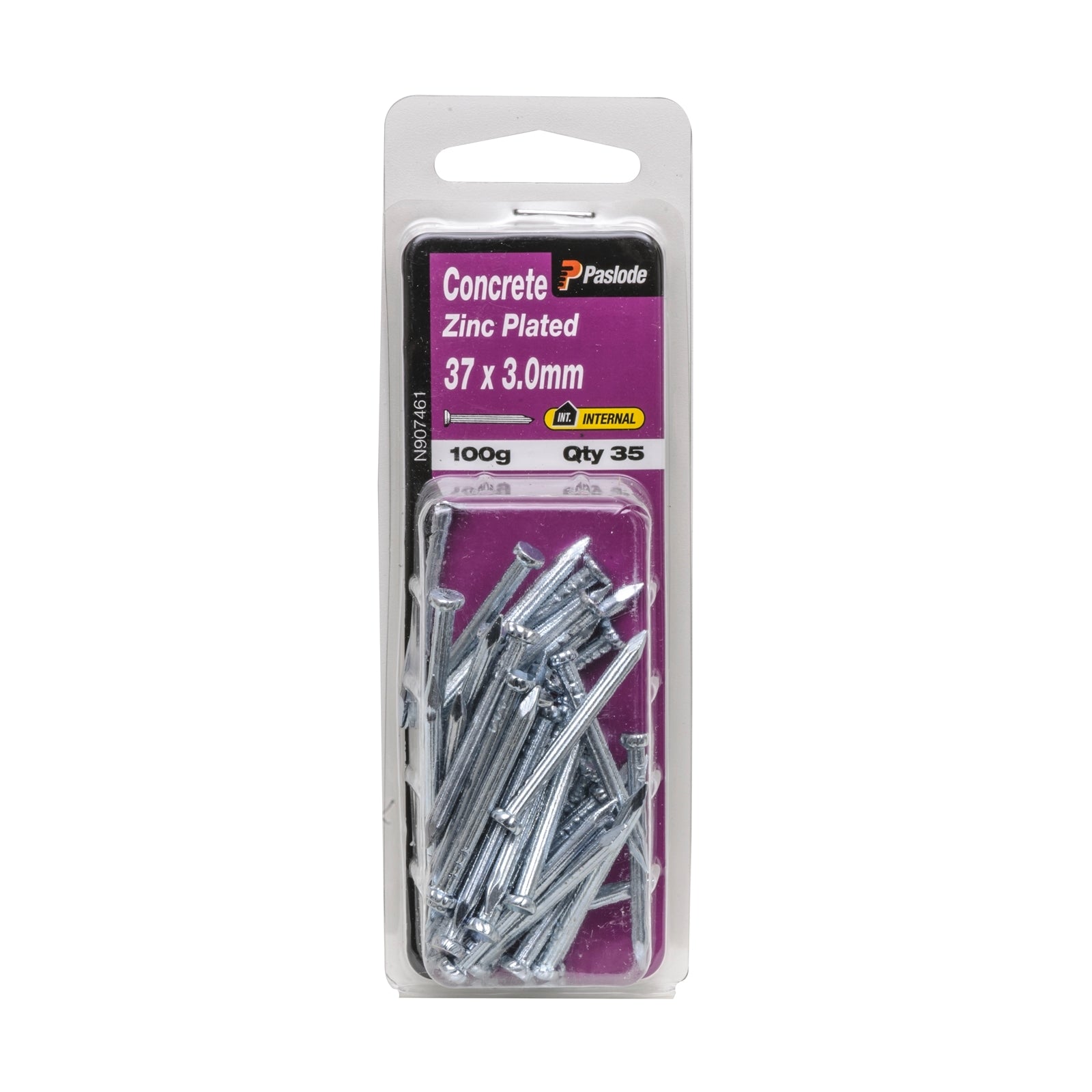 Paslode 37 x 3.0mm Zinc Plated Concrete Nails - 100g 35 Pack