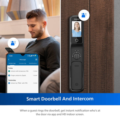 Philips Easykey Smart Mortise Door Lock - 3D Facial Recognition - Black - 80mm x 420mm - SuperSaverAU - view 5