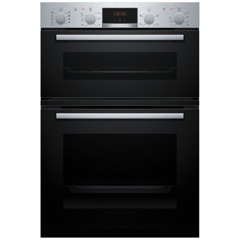 Bosch Series 4 built-in double oven - 105L usable, 3D hot air, EcoClean Direct, stainless steel - MBA534BS3A