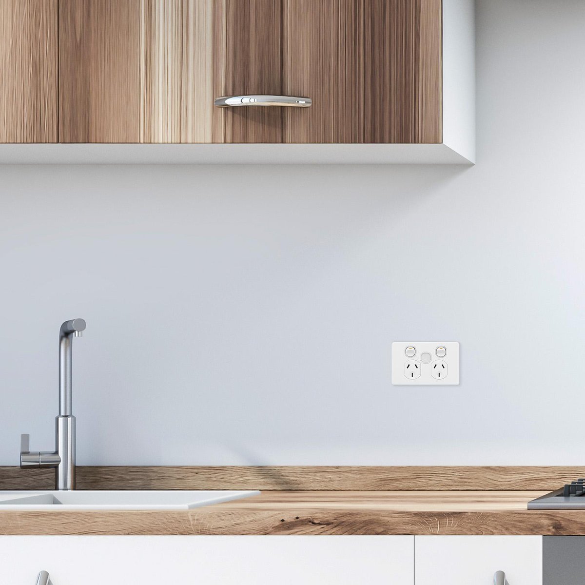 Deta x6 White Double Power Point 2 Outlets 150mm - Dimmable Night Light - SuperSaverAU - view 3
