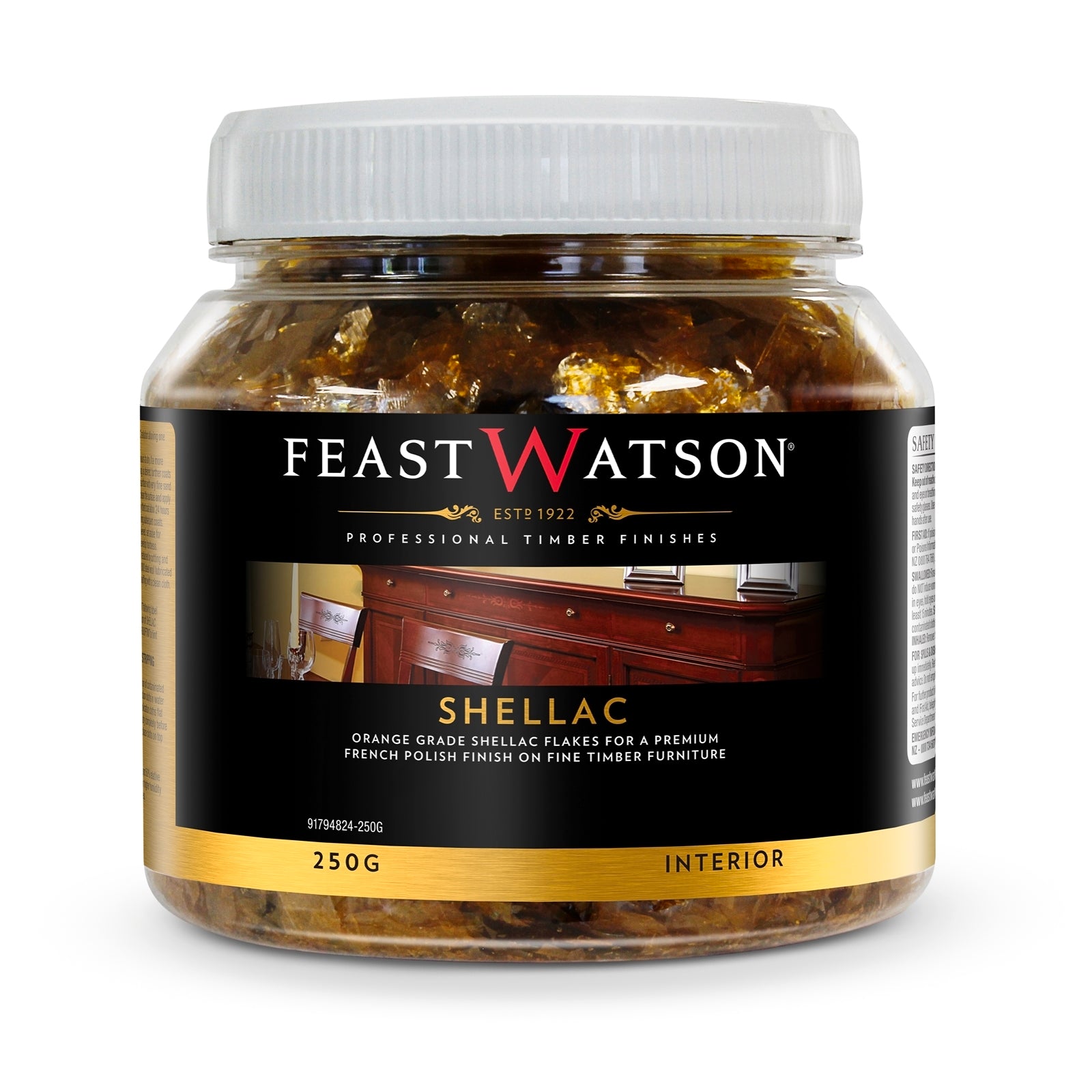 Feast Watson 250g Shellac Flakes Clear Spirit-Based Timber Finish