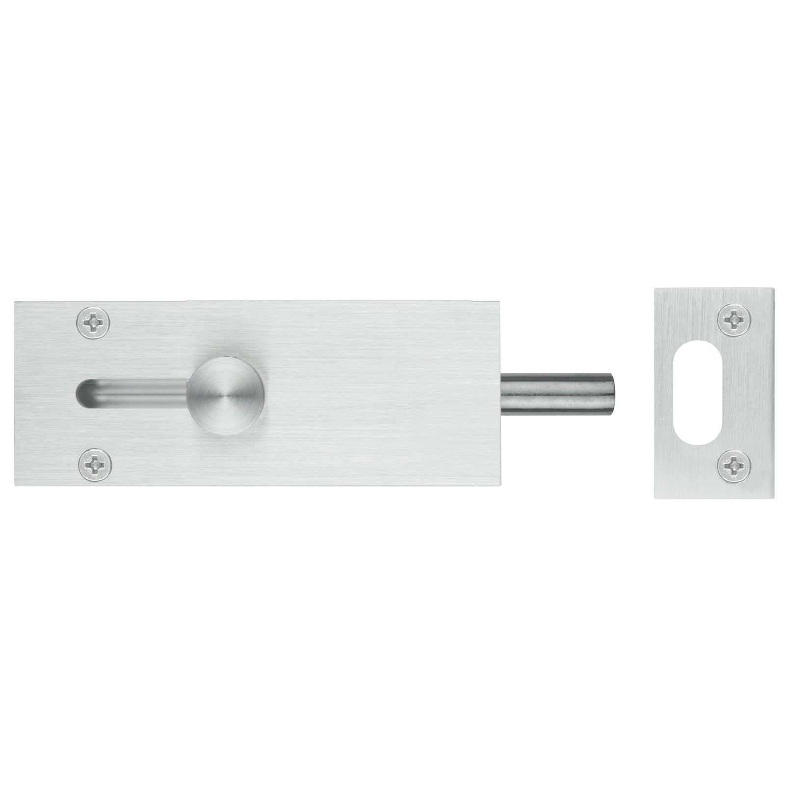 Delf 100mm Satin Chrome Door Drop Bolt - Zinc Alloy