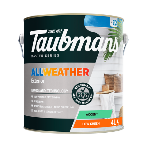 Taubmans 4L Accent Low Sheen All Weather Exterior Paint Water Based UV Resistant