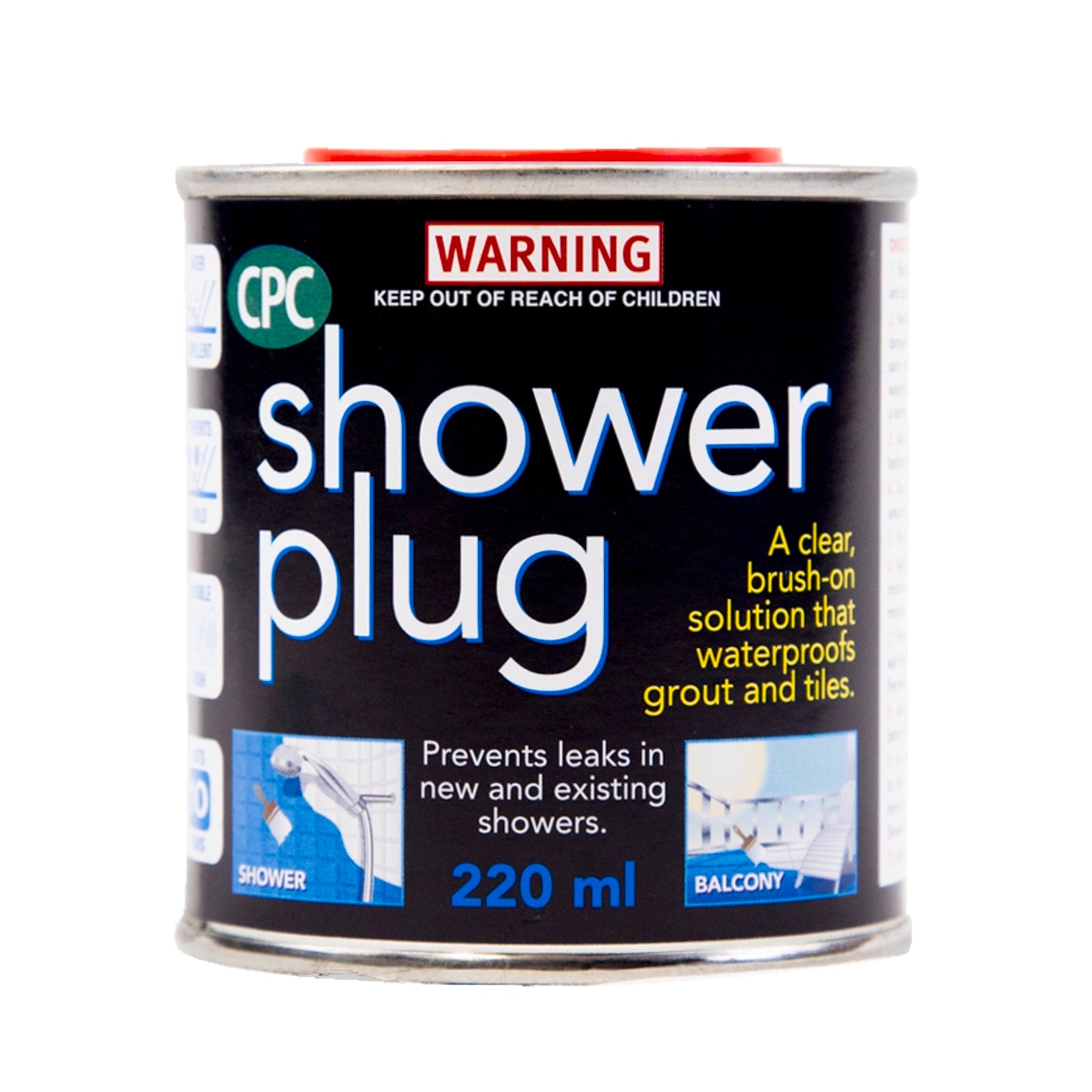 CPC Shower Plug 220ml Penetrating Sealer - Clear Invisible Finish for Tiles, Grout & Stone