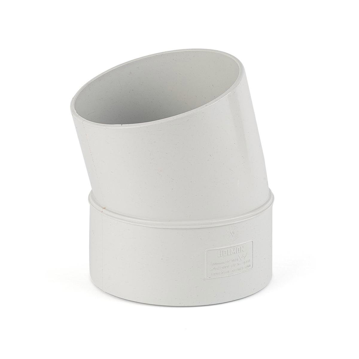 Holman 100mm 15 Degree Male & Female PVC DWV Plain Bend, Grey