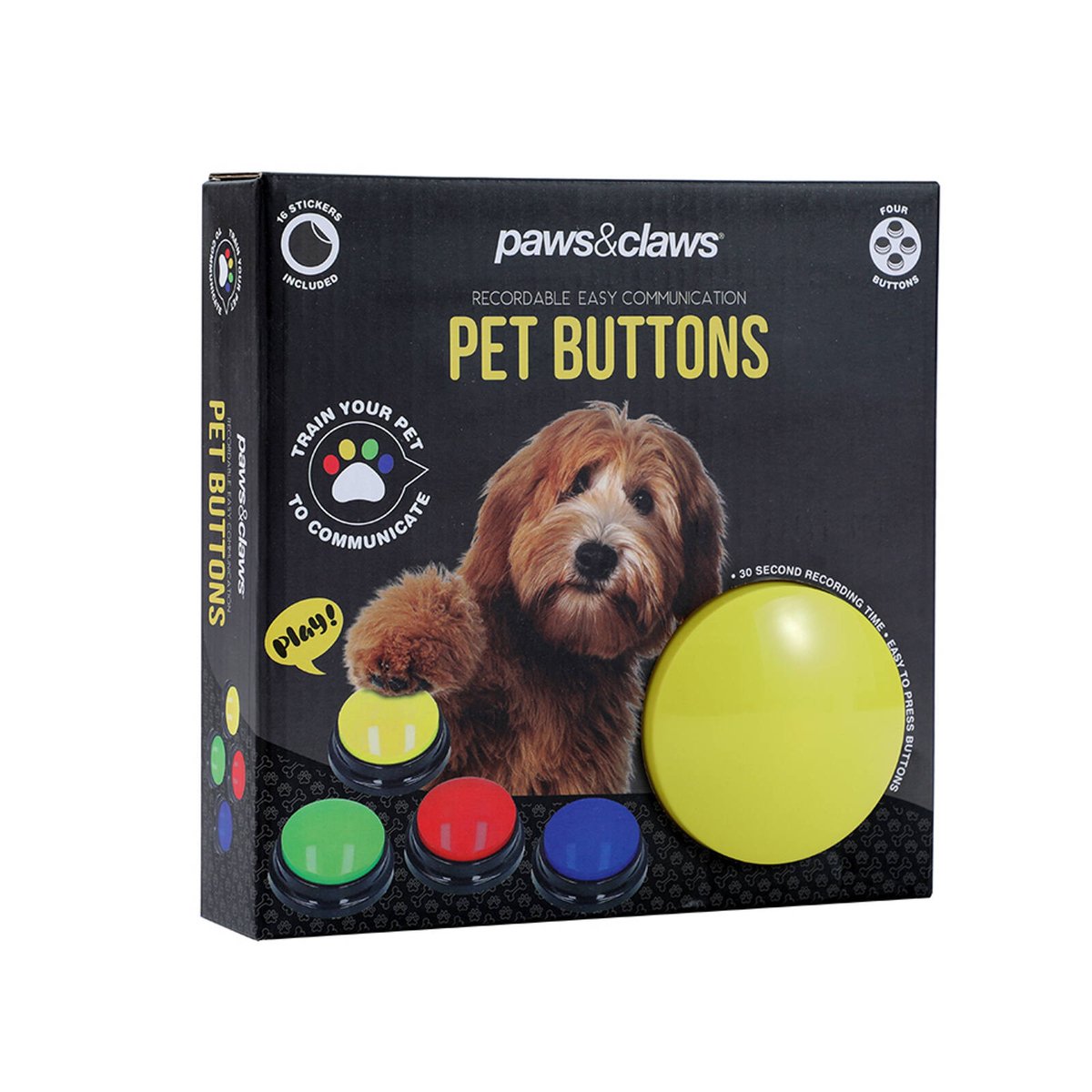 Paws & Claws Pet Talking Buttons Interactive Dog Tech Toy 4 Pack