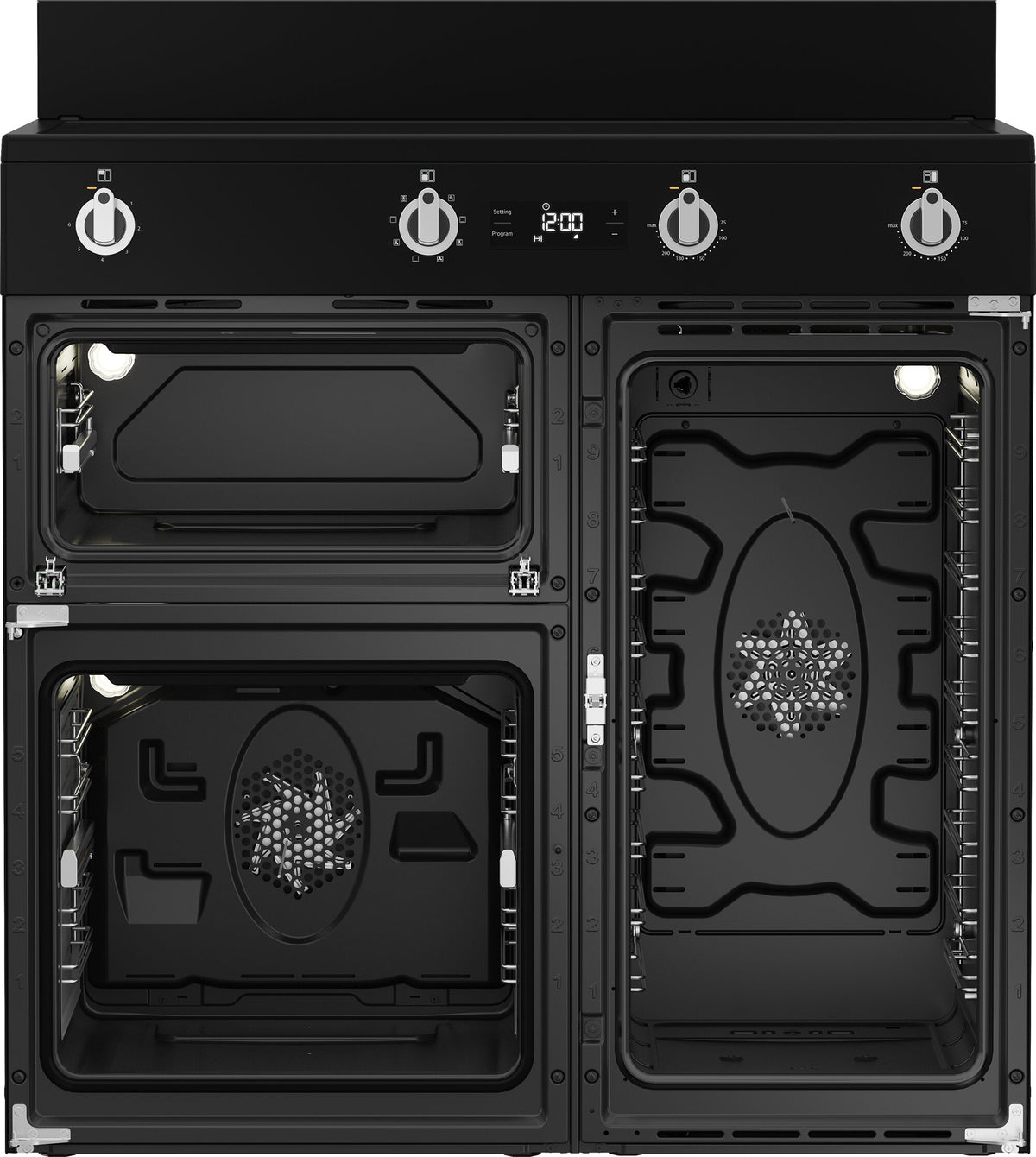 Beko 90cm Induction Freestanding Oven - Triple Cavity, Five Induction Zones, Black - BRC916IMB