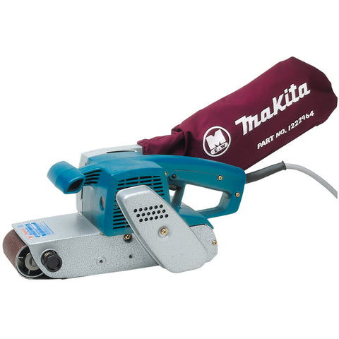 Makita 76mm (3") Corded Belt Sander 400m/min with Lock-On & Dust Bag 9924DB