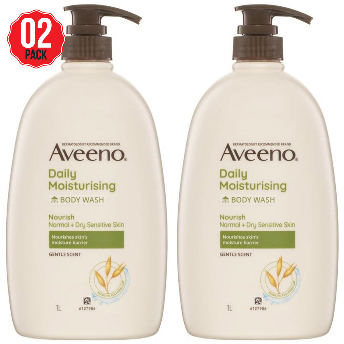 Aveeno Daily Moisturising Body Wash Gentle Scent 2x1L - SuperSaverAU - view 1