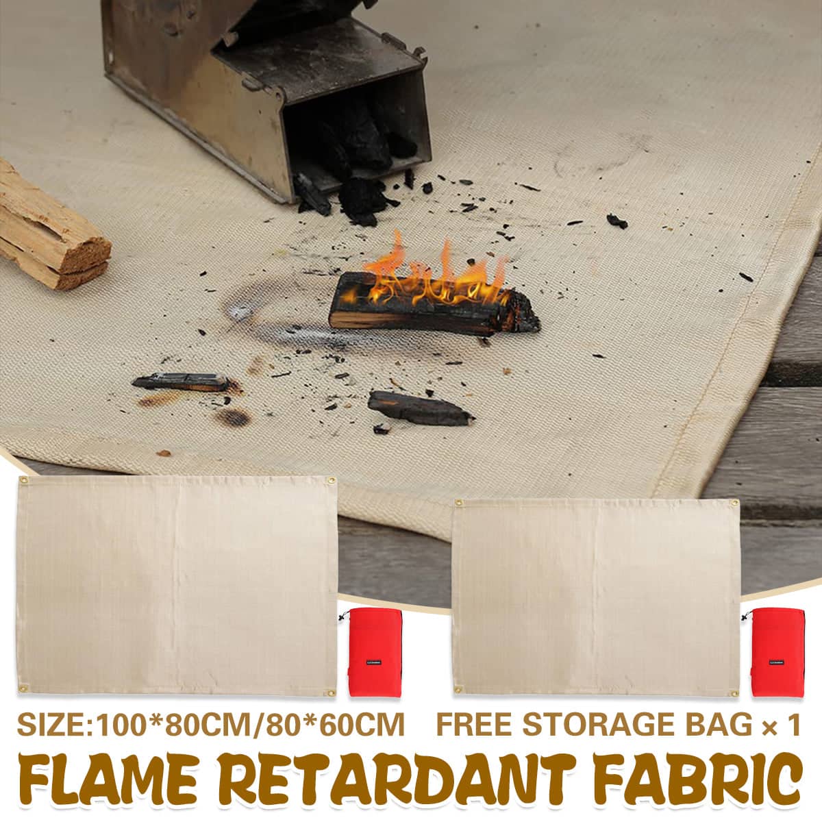 Fireproof Camping Mat, Fiberglass Heat Resistant - 100 x 80 cm - view 2