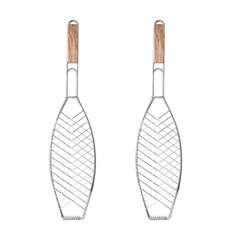 Fish-Shaped Barbecue Net Clamp, Iron Wire Mesh - 43 x 15 cm, Pack of 2