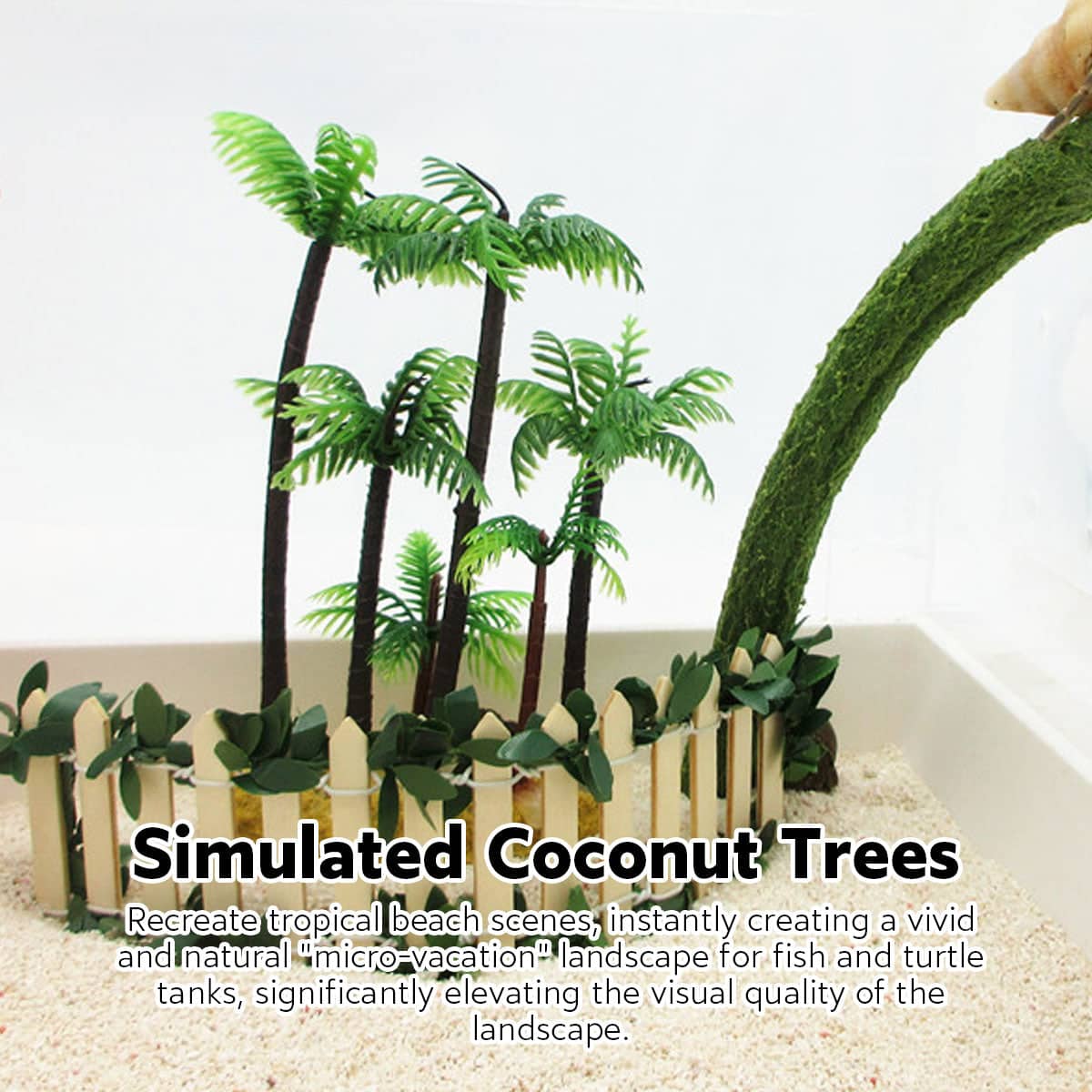 Fish Tank Coconut Tree Decoration, Plastic Simulated Palms for Freshwater and Saltwater - view 5
