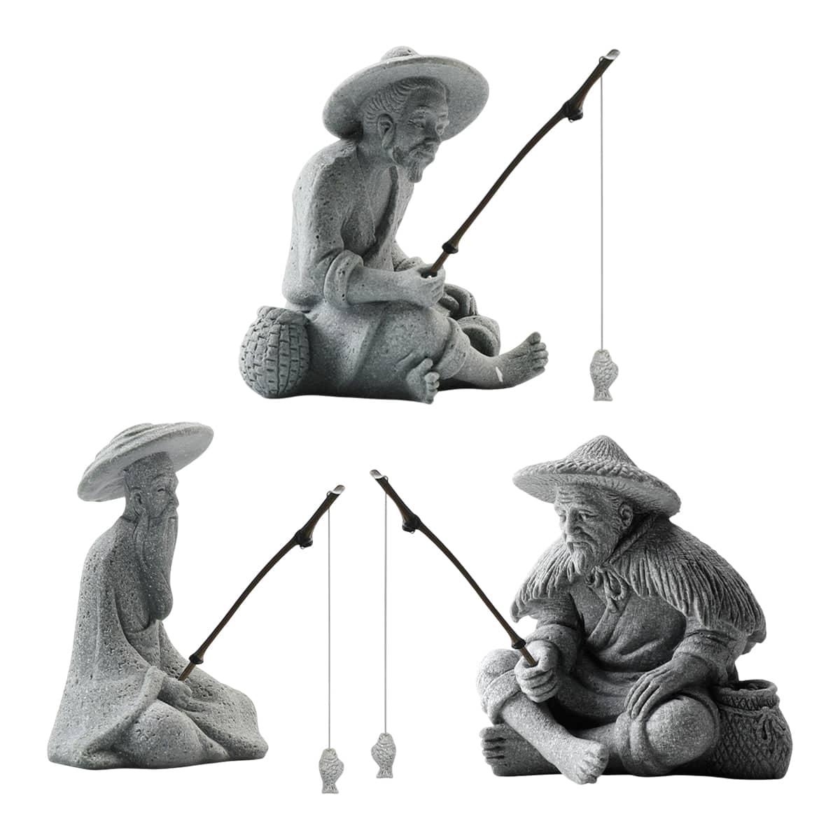 Fisherman Statue Aquarium Ornament - Angler - view 3