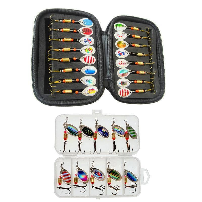 Fishing Lure Spinners Baits Spoon Set with Tackle Bag - Model B, Pack of 10 - view 3