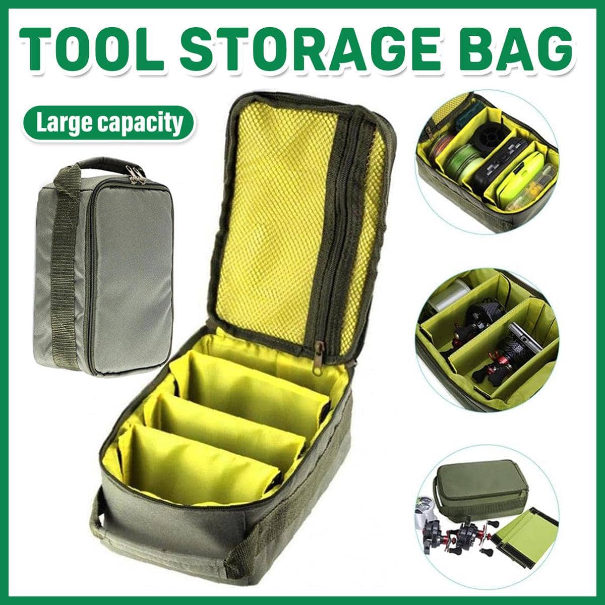Fishing Reel Storage Bag, Portable Tackle Organiser with Dividers