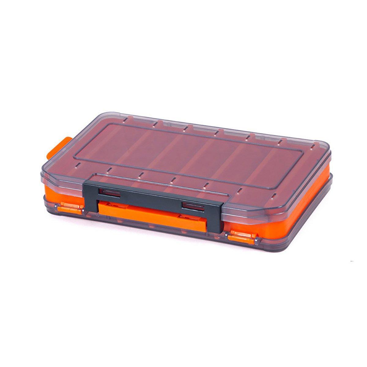 Fishing Tackle Box with 14 Compartments - Orange, Large (19.8 x 13.5 cm)