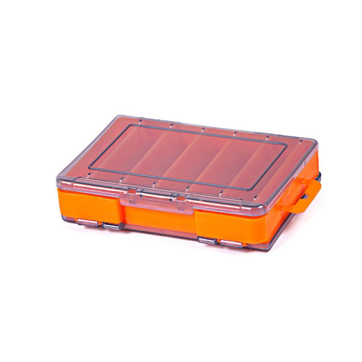 Fishing Tackle Box with 14 Compartments - Orange, Small (13.8 x 10 cm)