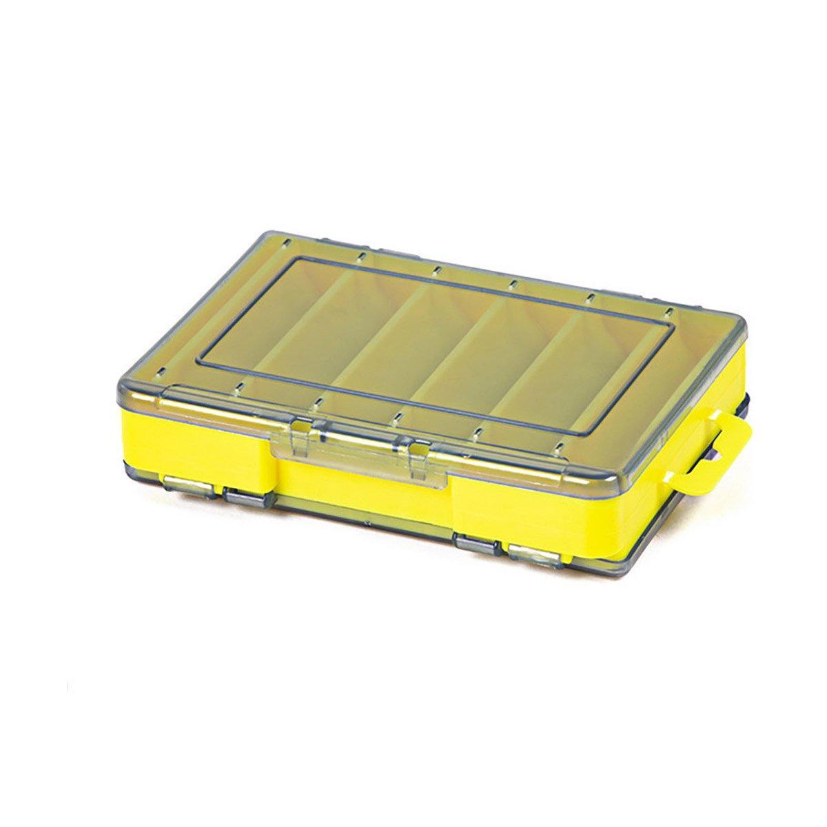 Fishing Tackle Box with 14 Compartments - Yellow, Small (13.8 x 10 cm)