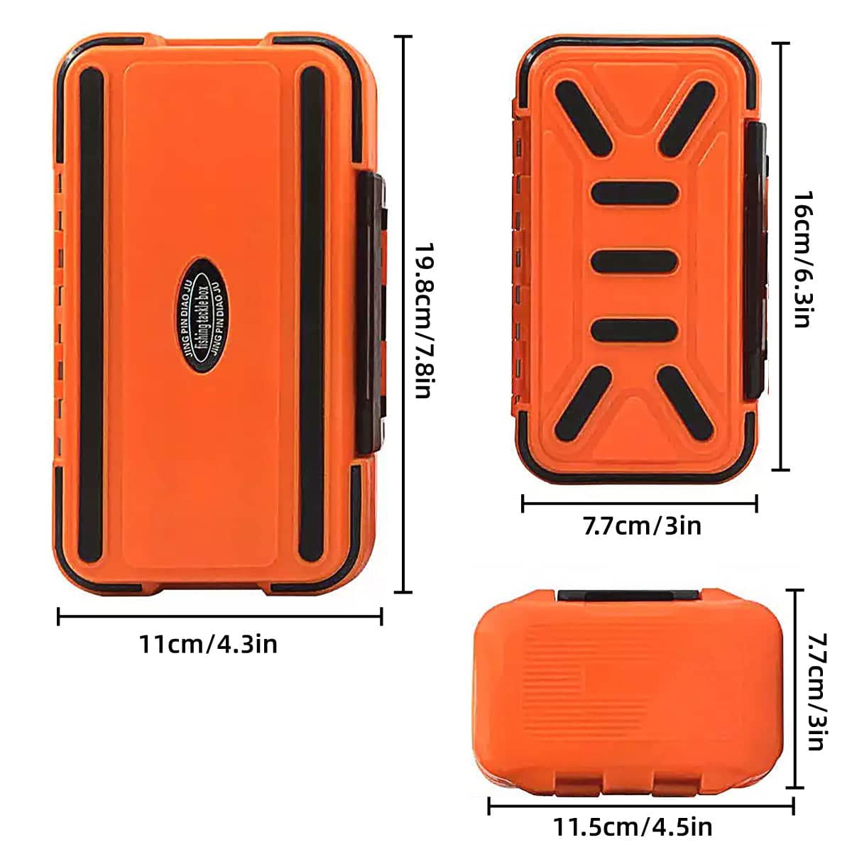 Fishing Tackle Box with Dividers and Snap-Lock Closure - Orange, Large (19.8 x 11 cm) - view 4