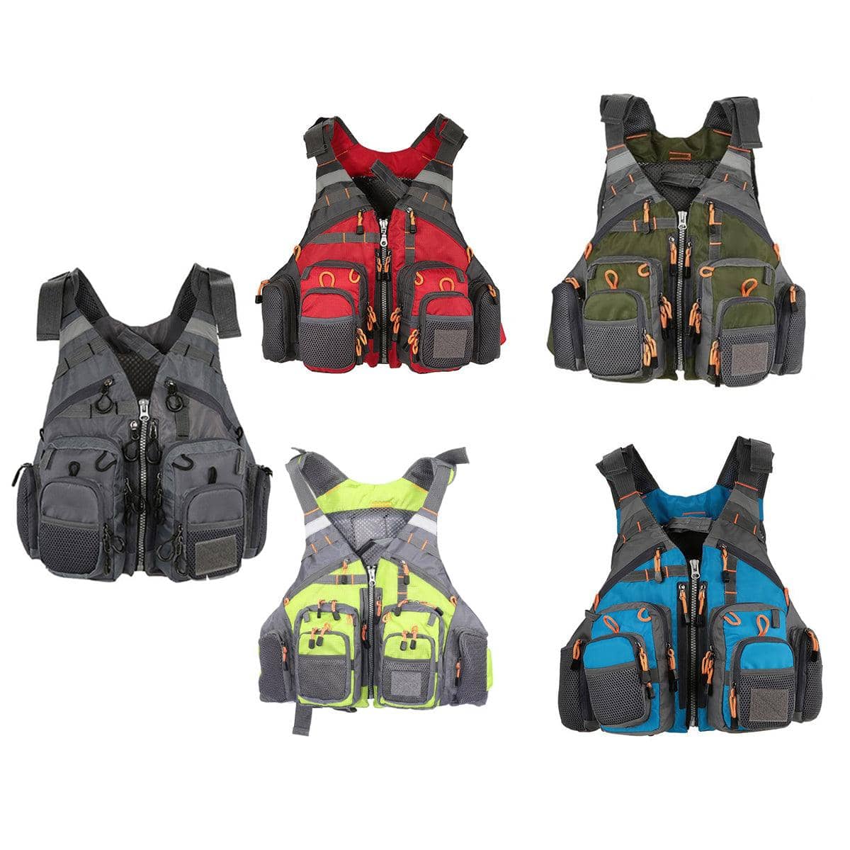 Fishing Vest with Multiple Pockets, Lightweight Breathable Mesh Back - Grey - view 3