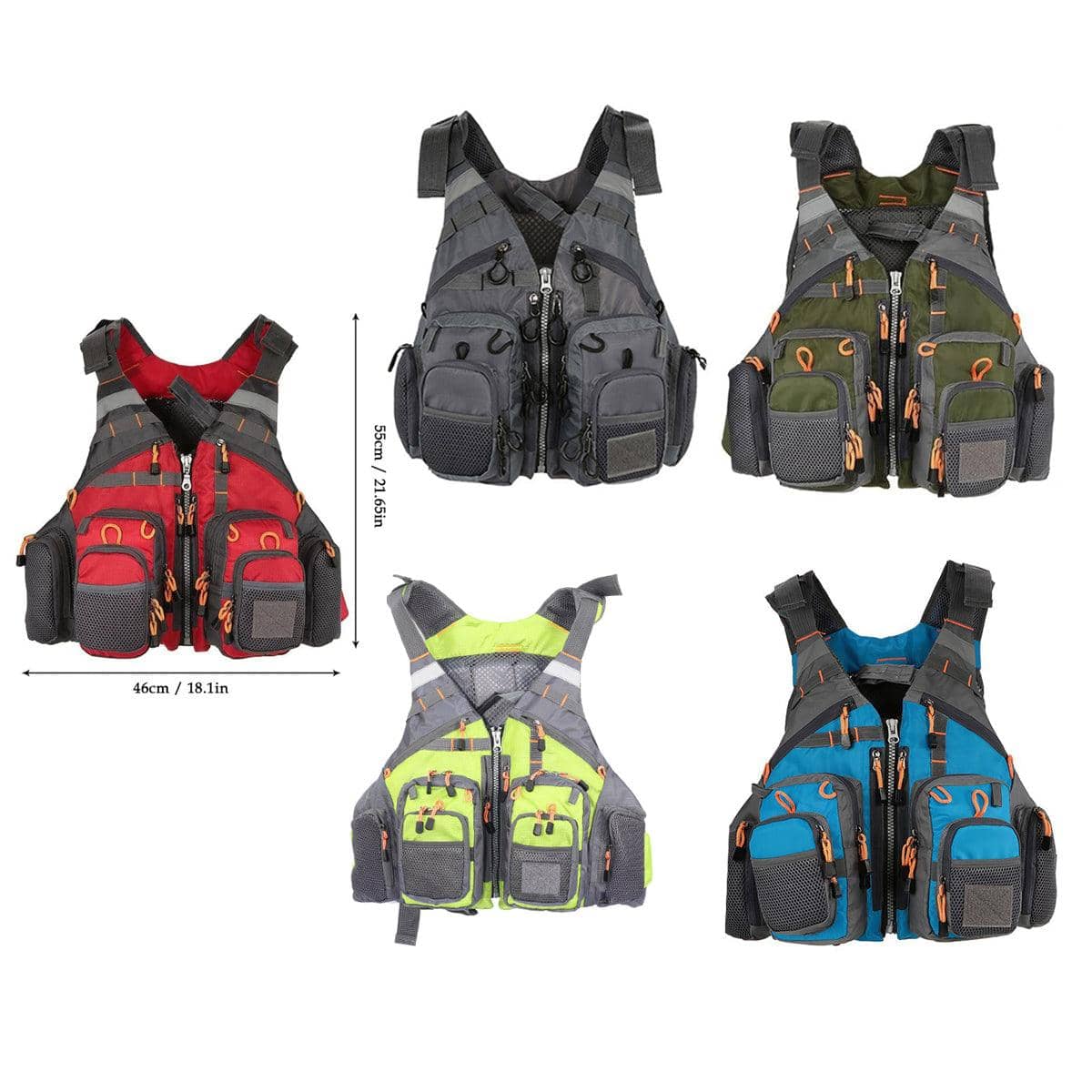 Fishing Vest with Multiple Pockets, Lightweight Breathable Mesh Back - Grey - view 4