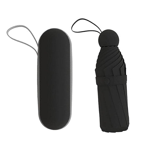 Five-Fold Sun Protection Umbrella with Storage Case - Black