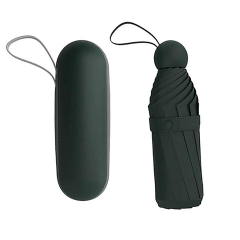 Five-Fold Sun Protection Umbrella with Storage Case - Dark Green