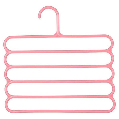 Five-Tier Trouser Hangers, Pack of 5 - Pink