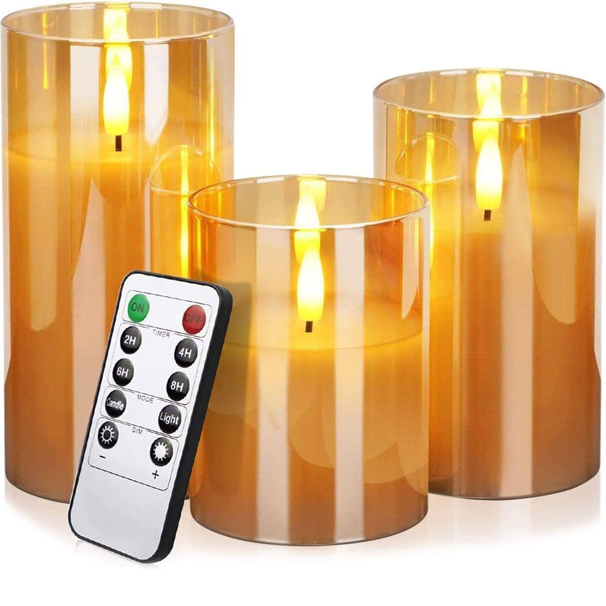 Flameless LED Christmas Candle Lamps with Remote, Set of 3 - view 2