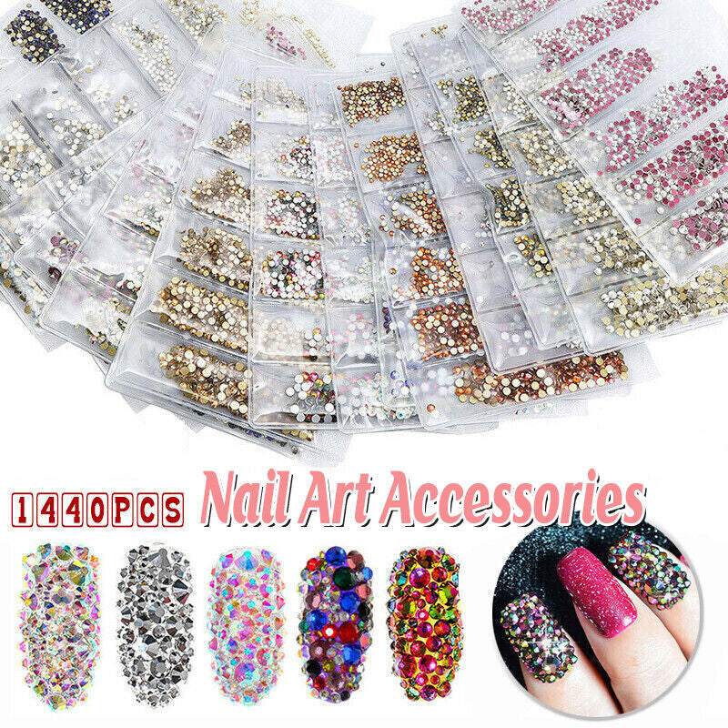 Flat Bottom Glass Nail Art Rhinestones, About 1440 pcs - Aurora - view 2
