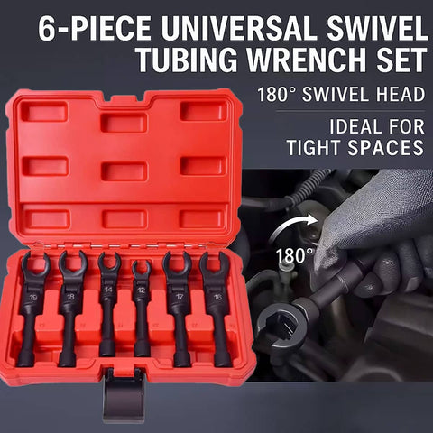Flexible Head Fuel Line Wrench Set 12 to 19 mm, Chrome Vanadium Steel, Pack of 6