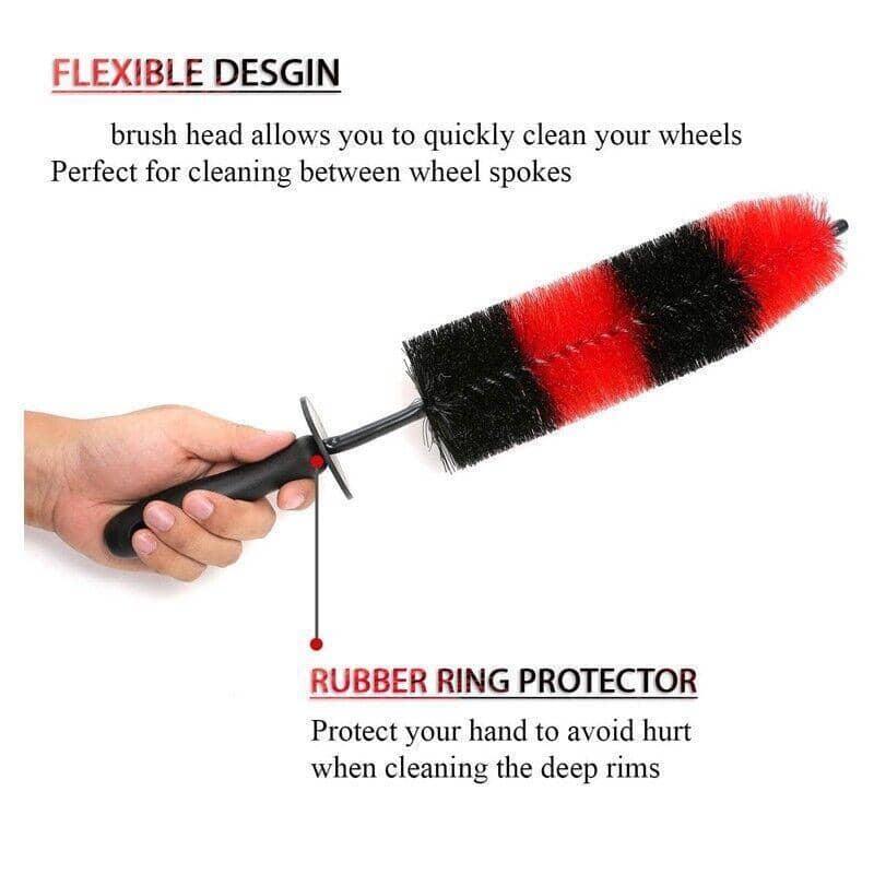 Flexible Wheel Rim and Engine Bay Cleaning Brush 45 cm with Nylon Bristles, Red and Black - view 4