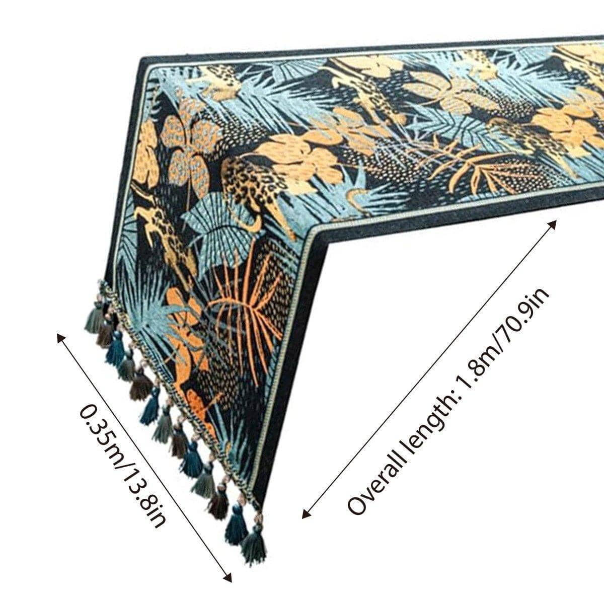 Floral Banana Leaf Table Runner, 35 x 180 cm - Coffee and Dining Table Decor - view 3