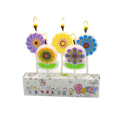 Flower Birthday Cake Candles - Multicolour Flowers